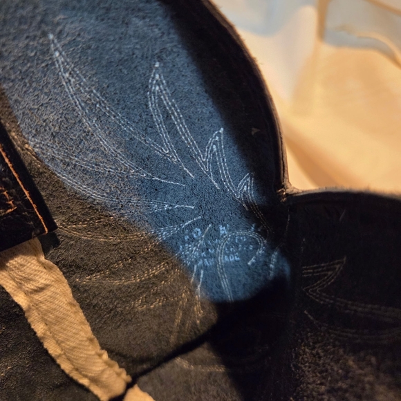 Vintage Tony Lama Black & Grey Leather Western Cowboy Boots Size 10W - Picture 10 of 11